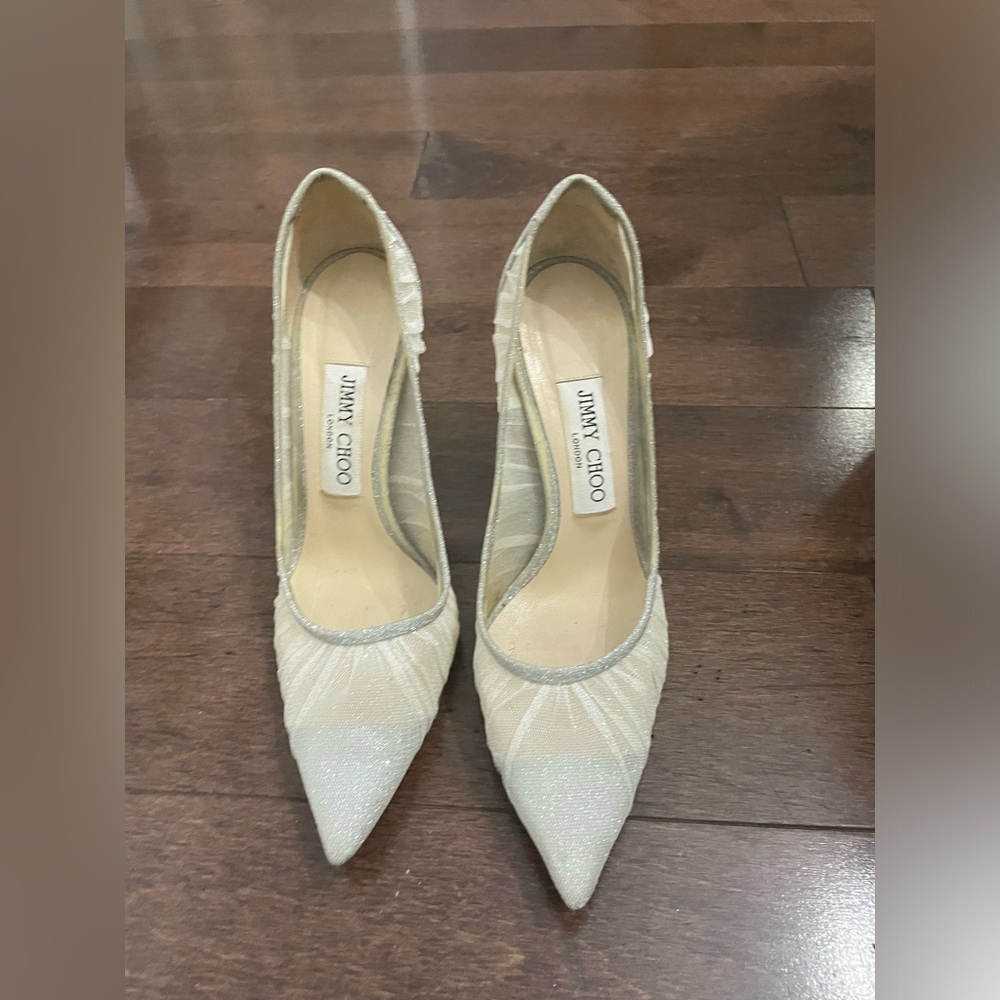 Jimmy choo women dressy silver high heels. Worn twice size 37